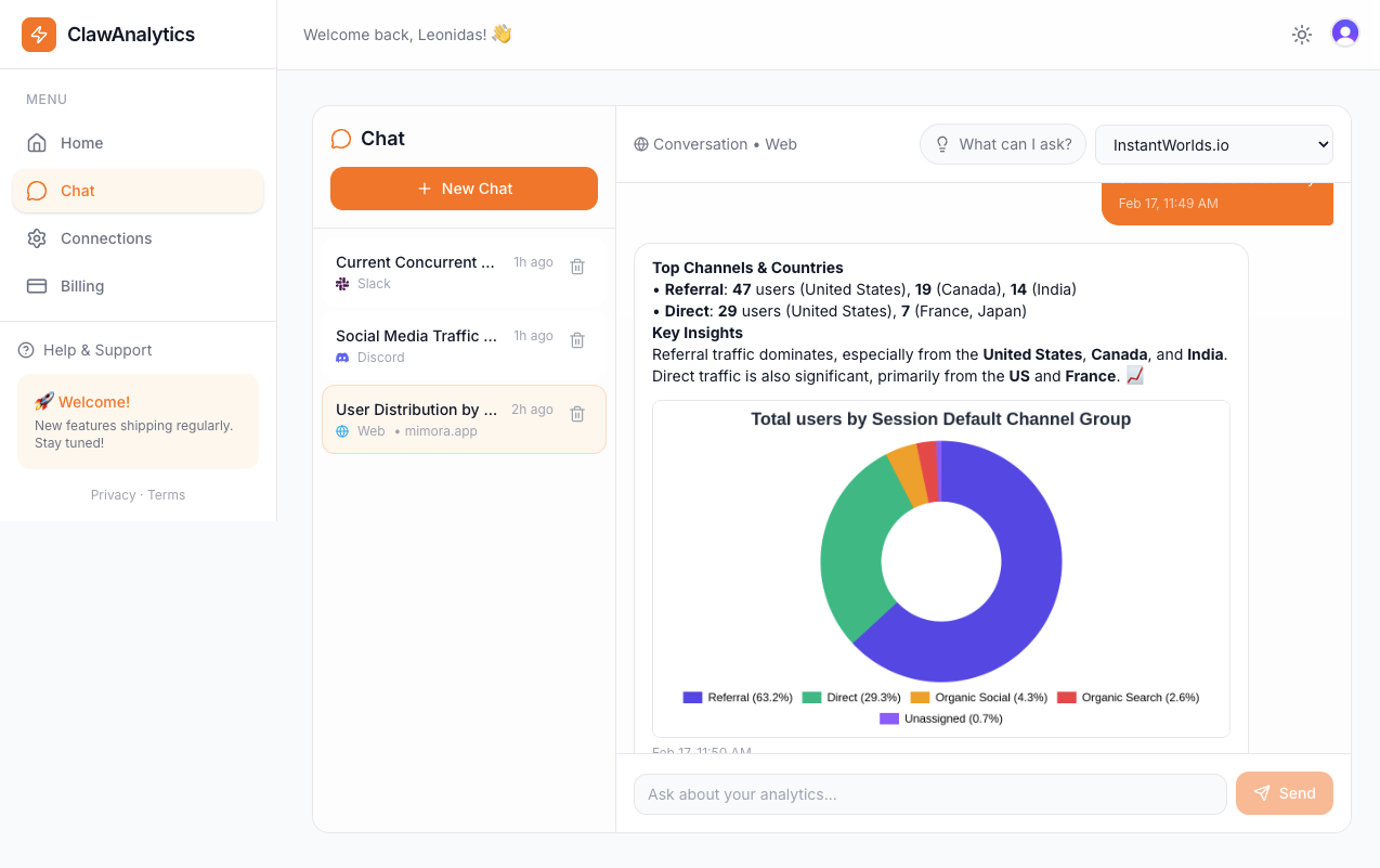 ClawAnalytics - Main product screenshot demonstrating key features and user interface