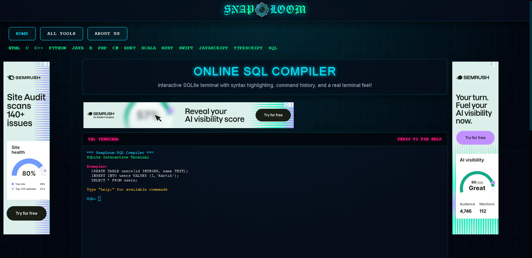 Online SQL Compiler gallery image