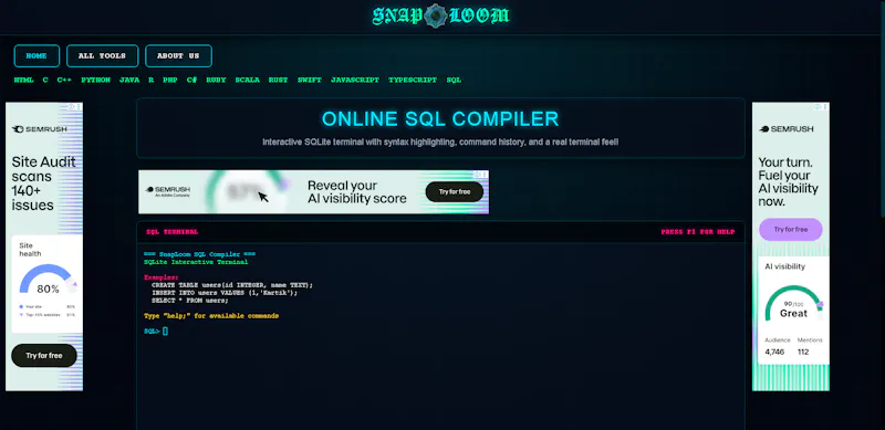 Online SQL Compiler screenshot 2