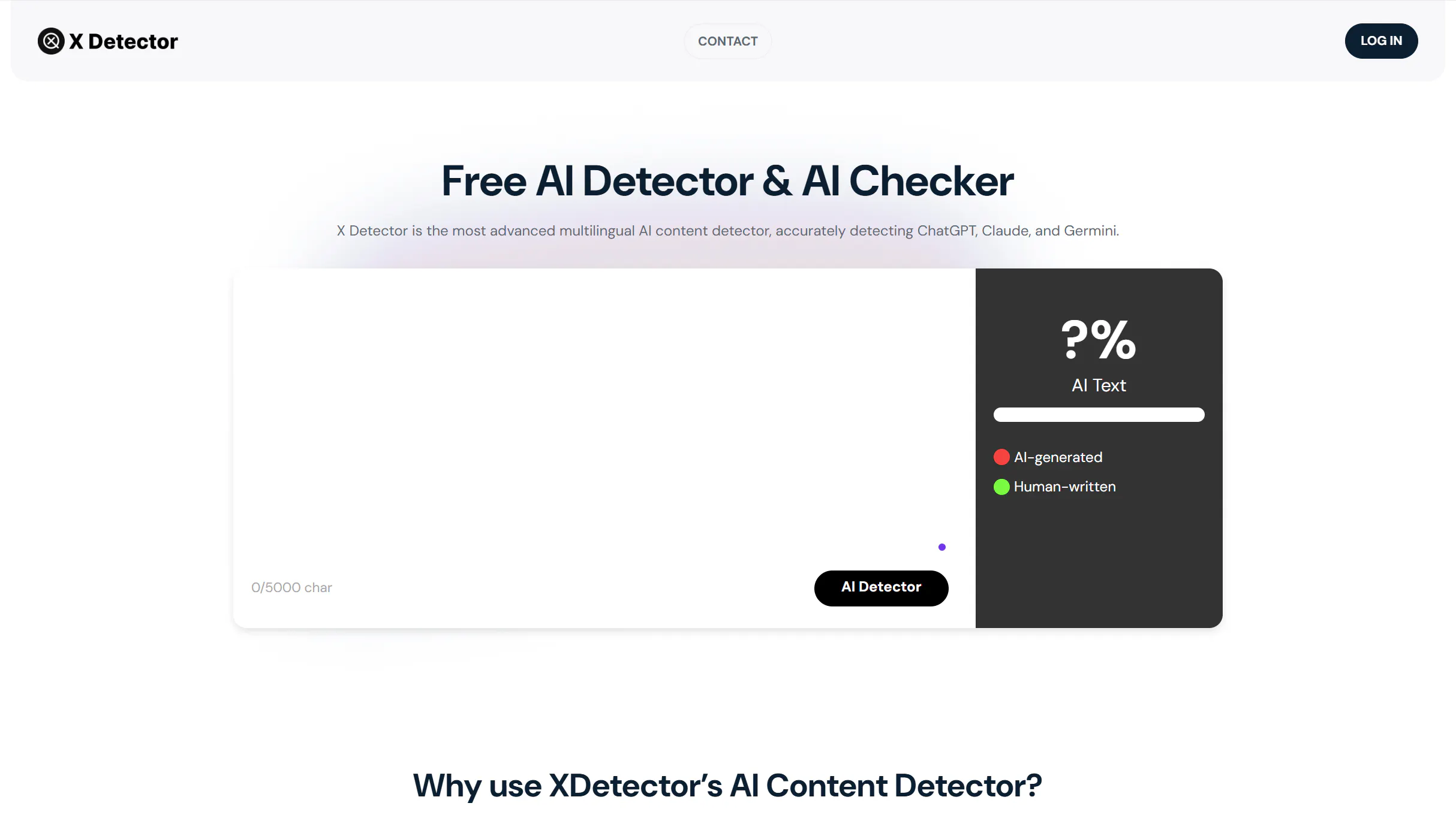 X Detector | AI Content Detector: Free AI Detector & AI Checker for ...
