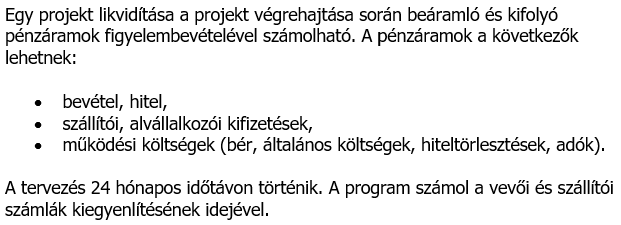 Projekt likviditás terv Excel sablon media 3