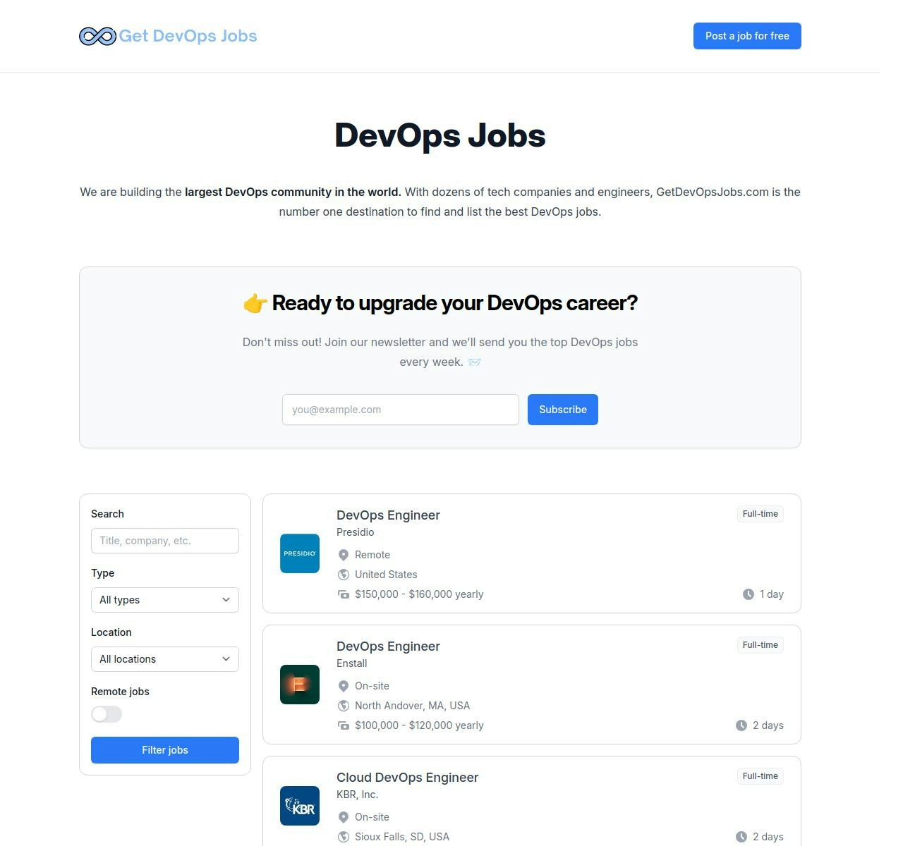 Obtener trabajos de DevOps media 1