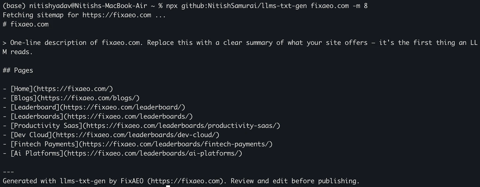 llms-txt-gen screenshot 2