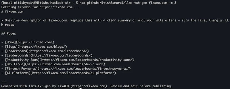 llms-txt-gen screenshot 2