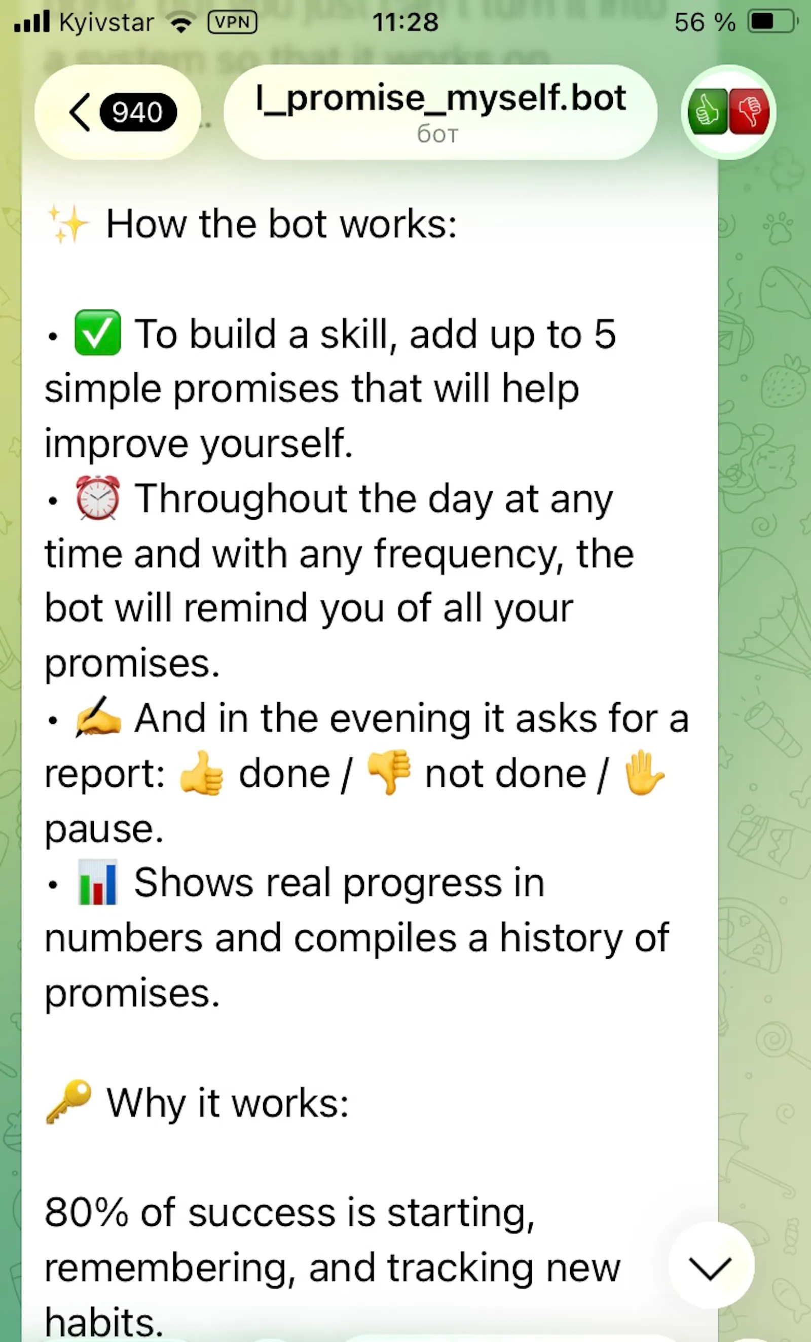 Promise Myself Telegram Bot screenshot 2