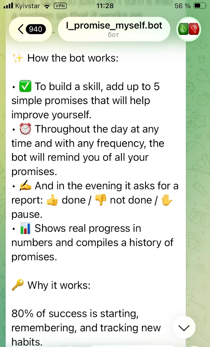 Promise Myself Telegram Bot screenshot 2
