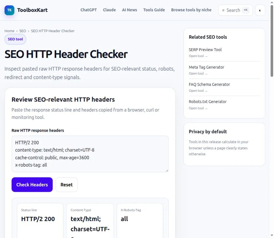 SEO HTTP Header Checker gallery image