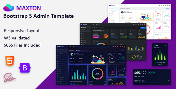 Maxton - Plantilla de página de destino del tablero de administrador de bootstrap 5 media 1