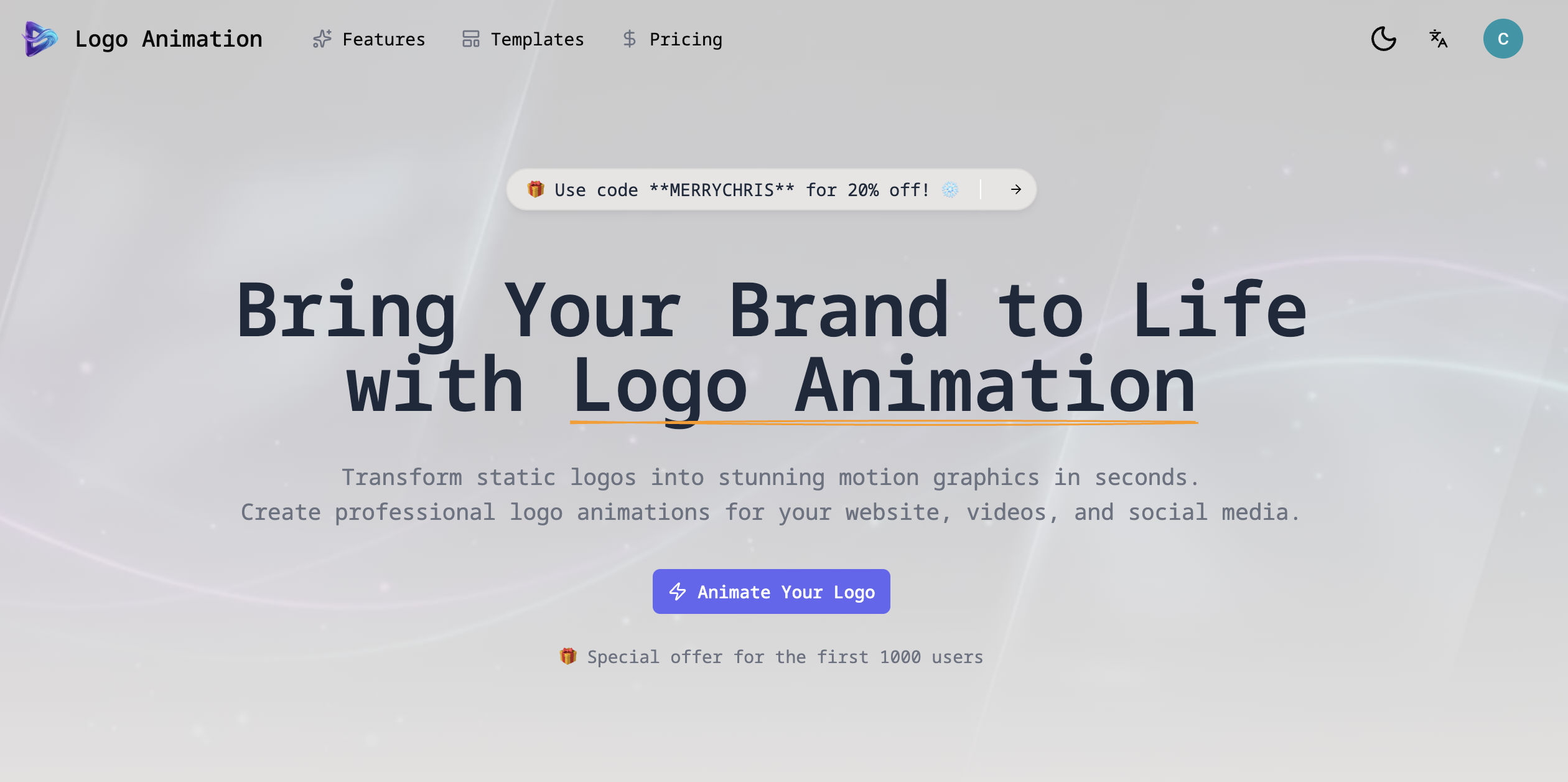 Logo Animation - Main product screenshot demonstrating key features and user interface