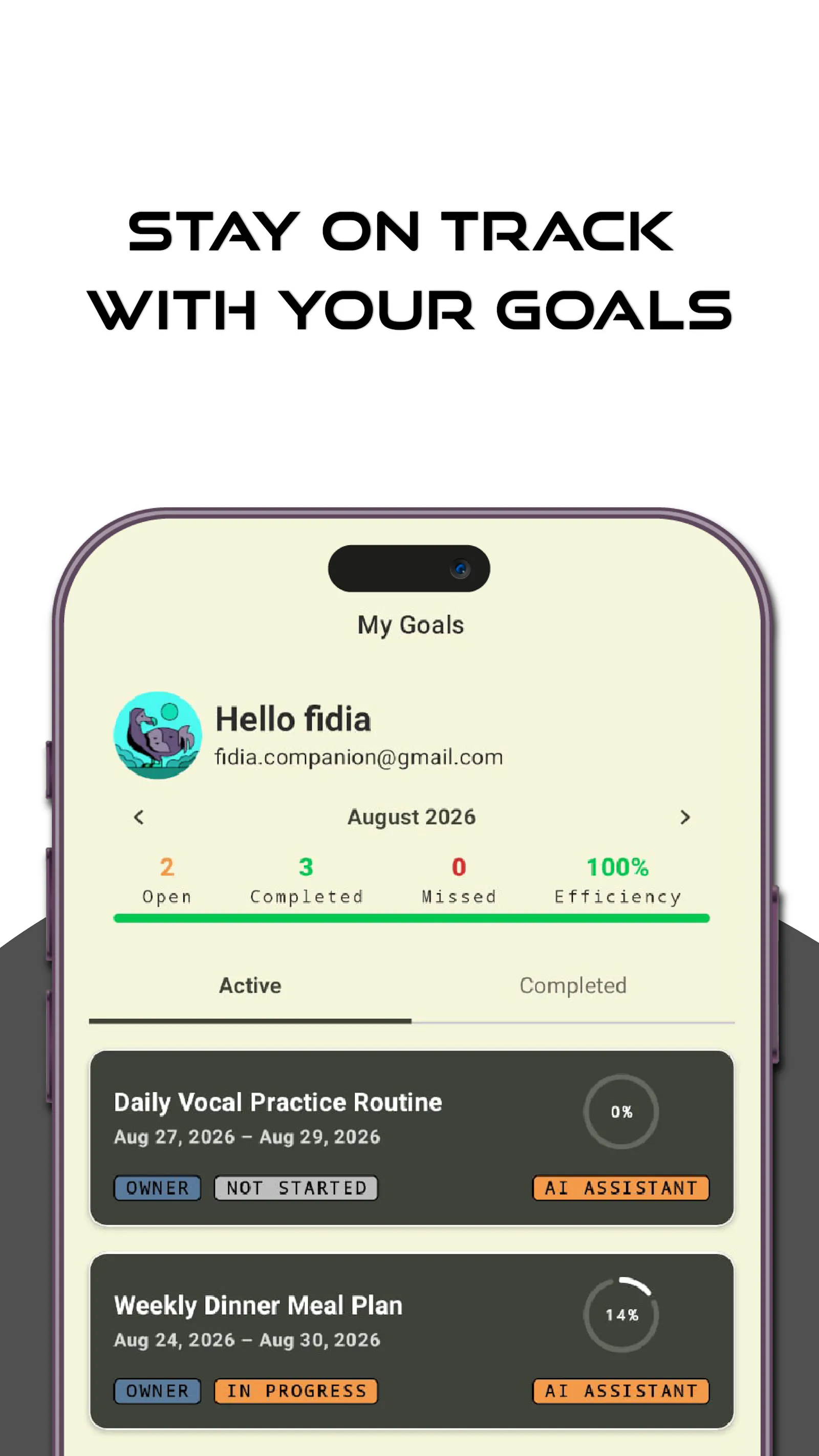 Realized: Project/Goal Tracker screenshot 2