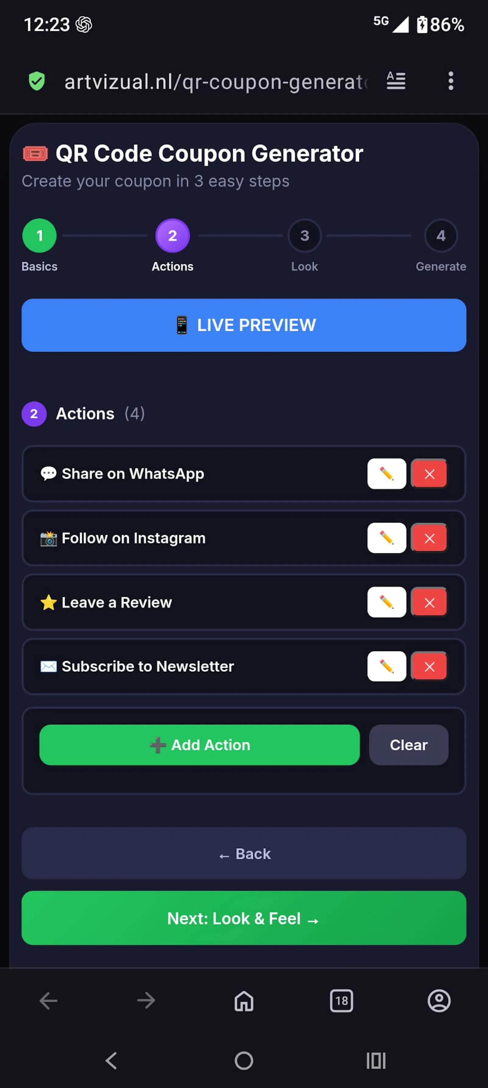 QR Coupon Generator with Social Unlocks screenshot 4