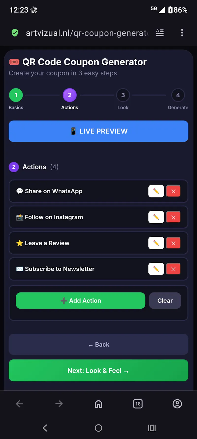 QR Coupon Generator with Social Unlocks screenshot 4