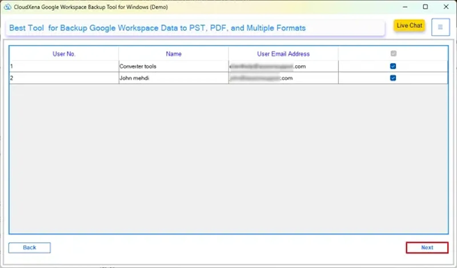 CloudXena Google Workspace Backup Tool screenshot 3