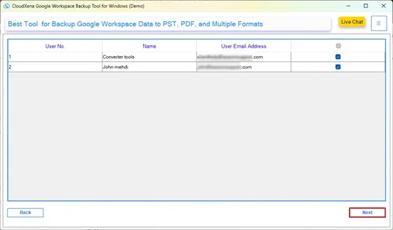 CloudXena Google Workspace Backup Tool screenshot 3