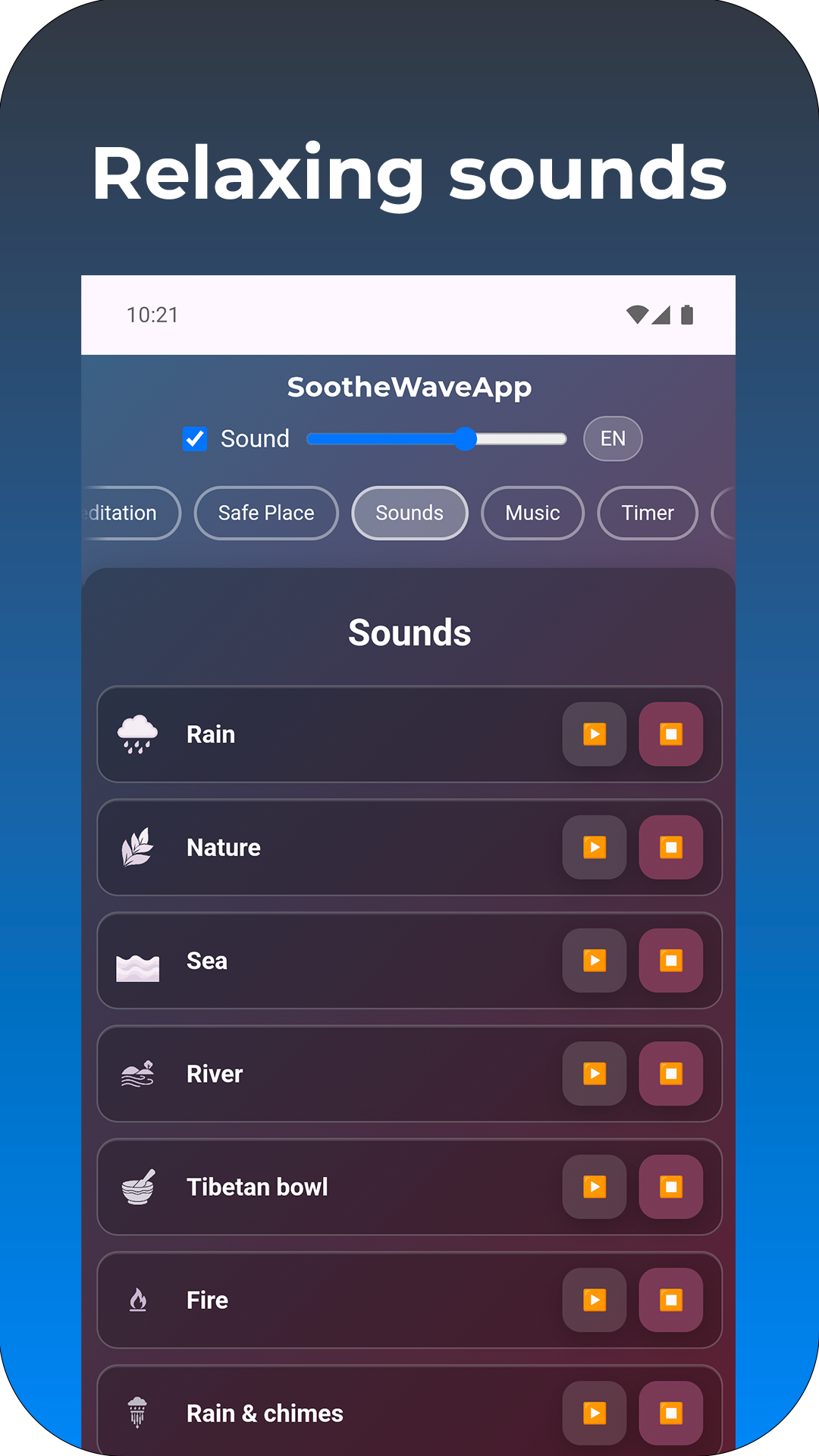 Media Soothewaveapp - Bernafas, menetap, tidur - meditasi berpandu dengan TTS 2
