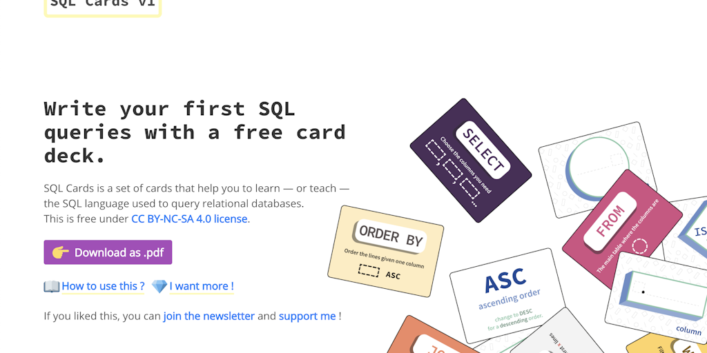 SQL Cards Teach and learn SQL with cards Product Hunt