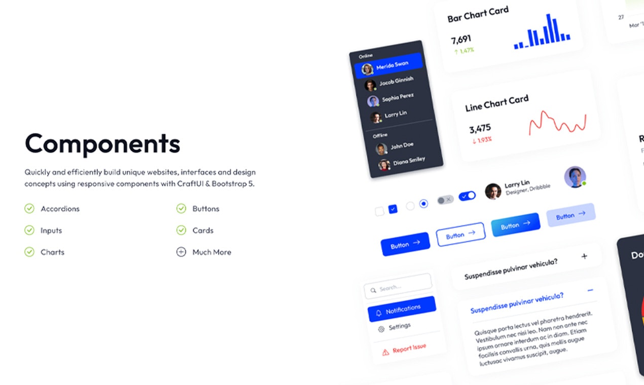 Craftui - Bootstrap 5 Tasarım Sistemi - Bootstrap 5 için kodlanmış bileşenler, bölümler ve şablonlar medya 3
