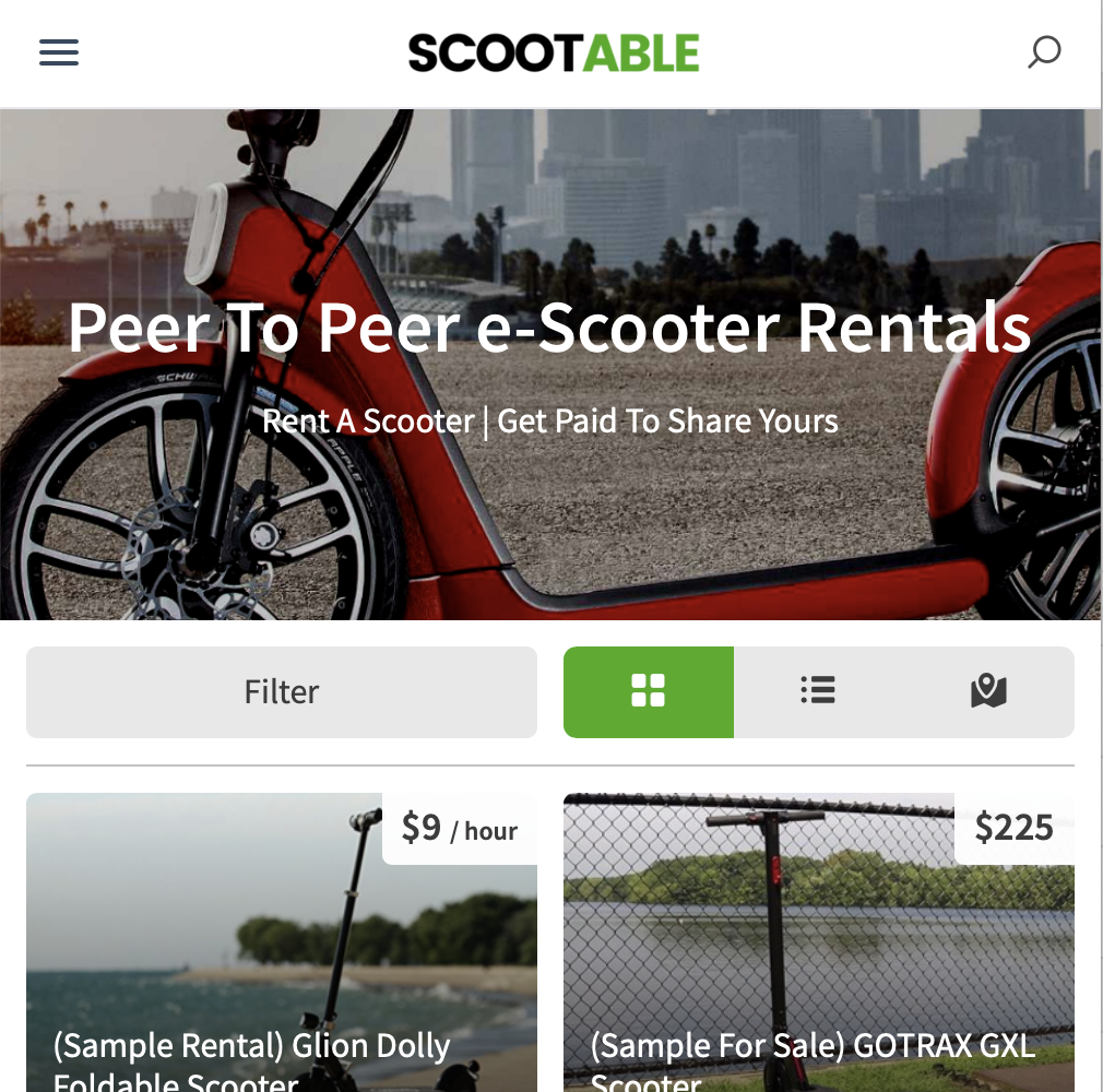 Scootable e-Scooter sharing marketplace