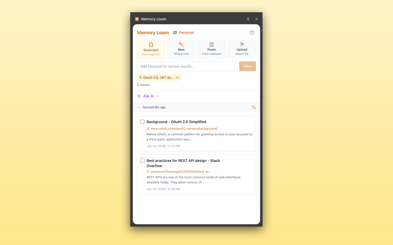 Memory Loom - Screenshot 5 showing product features and functionality