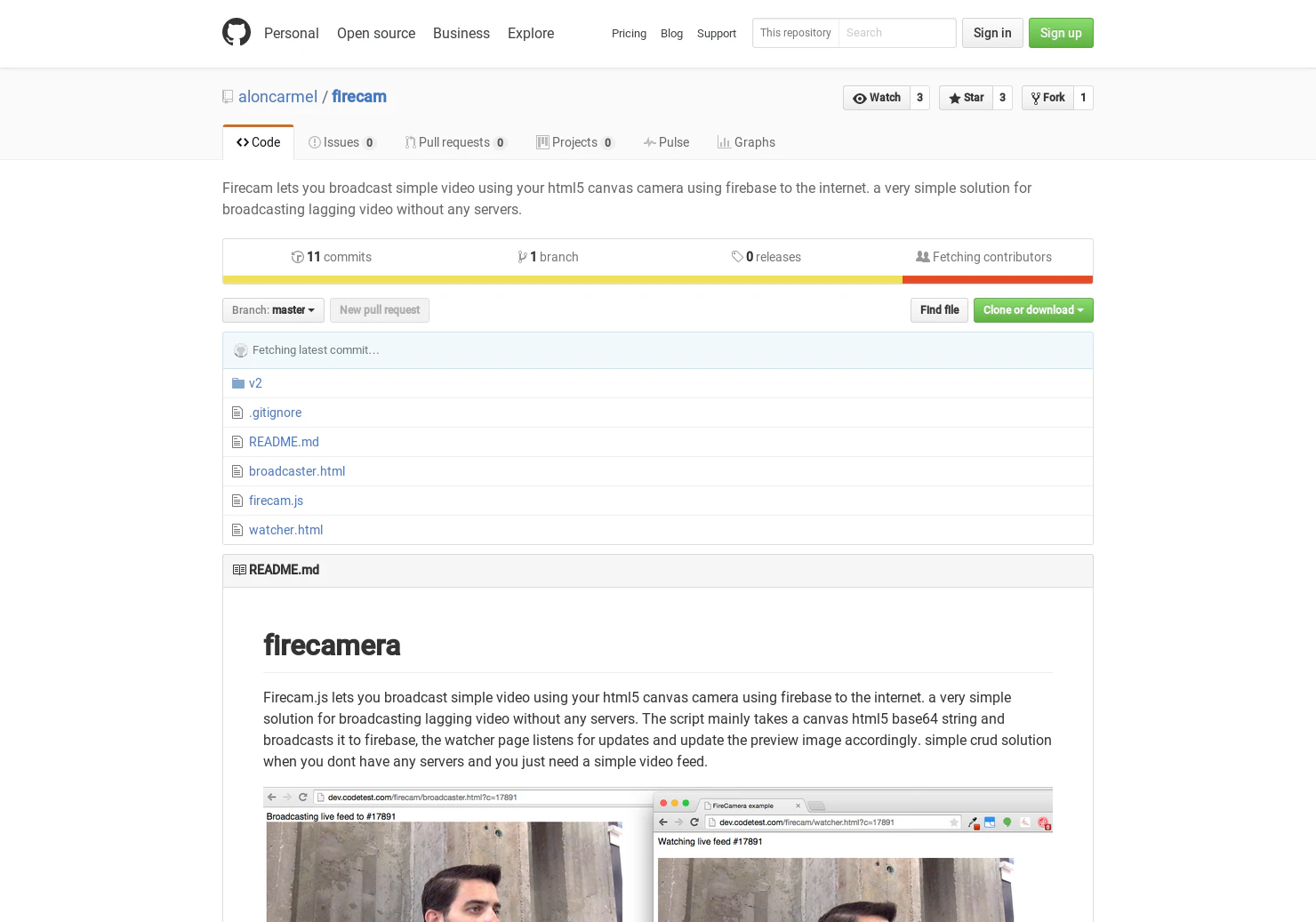 FireCam.js - Simple video broadcasting using firebase