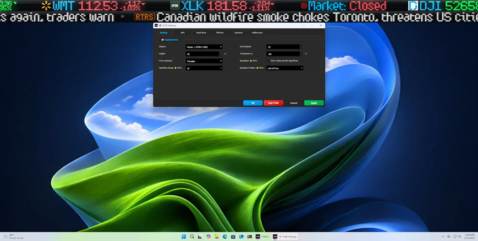 TCKR — Stock & Crypto Ticker for Windows screenshot 2
