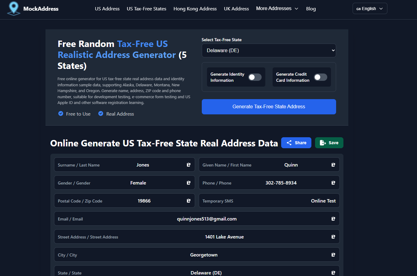 MockAddress - Screenshot 2 showing product features and functionality