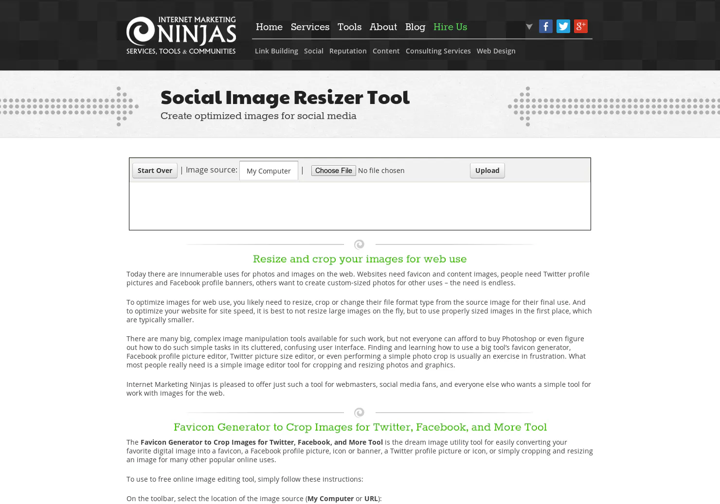 Social Image Resizer Tool