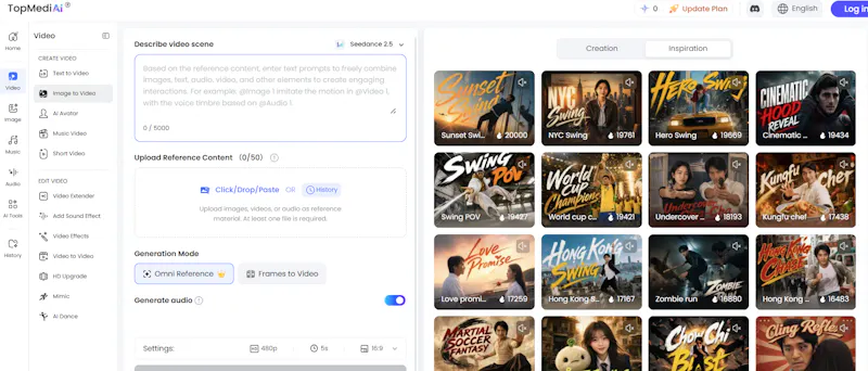 Seedance 2.5 Live on TopMediai screenshot 2