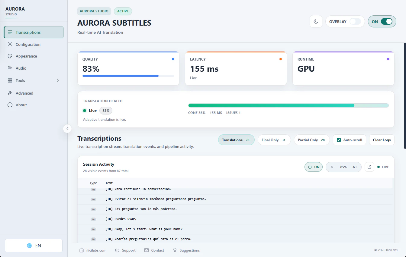 Aurora Subtitles 截图