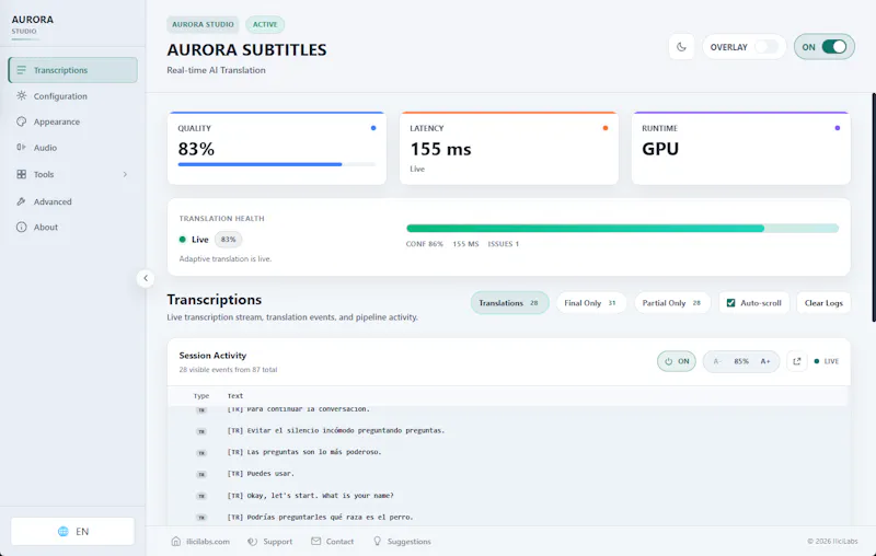 Aurora Subtitles screenshot 1