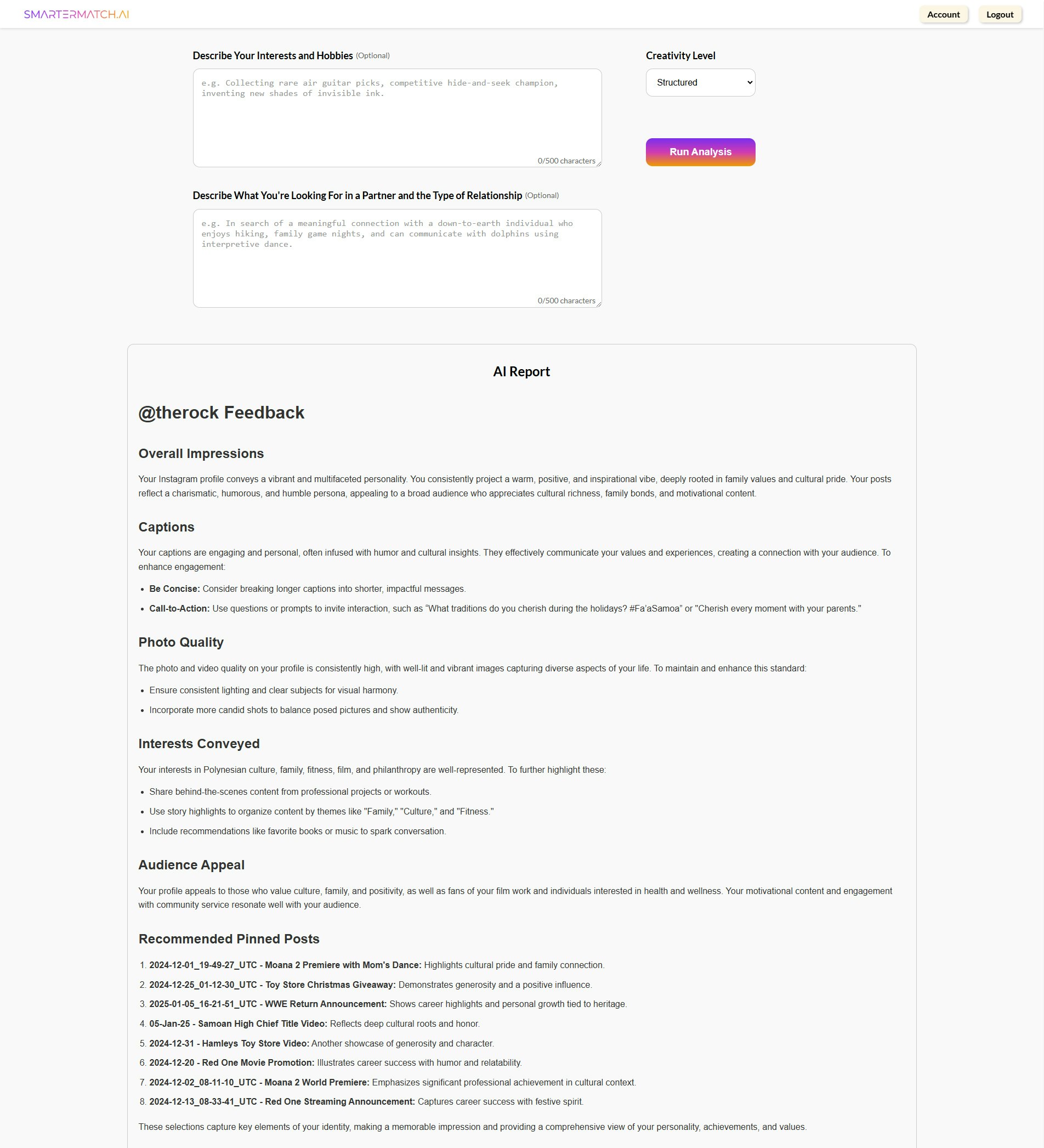Mídia 2 de SmarterMatch.ai - Obtenha feedback de IA sobre o seu perfil do Instagram