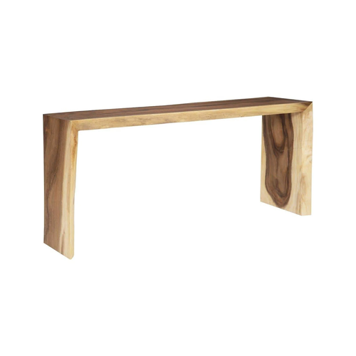 wood waterfall console table