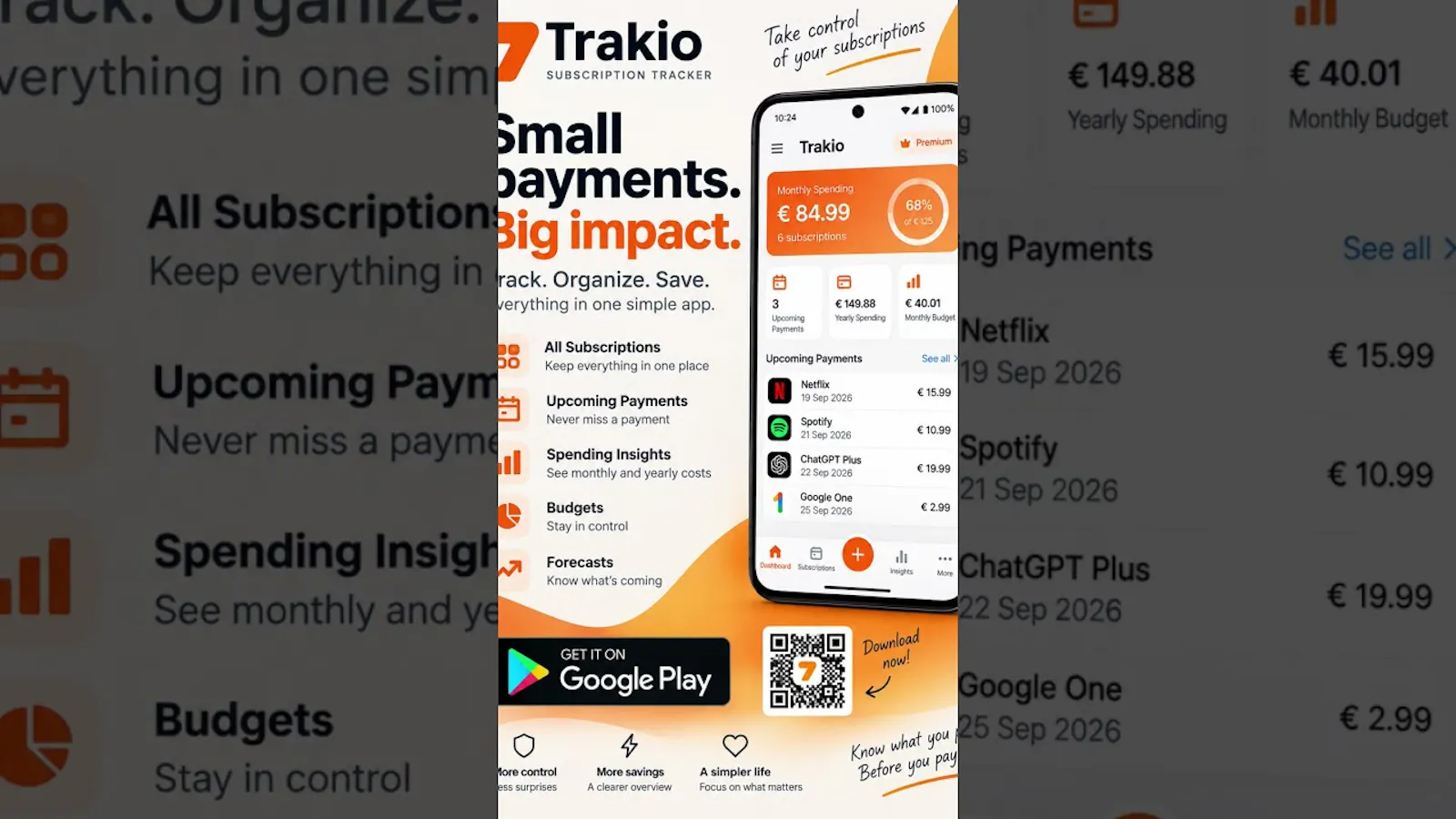 Trakio — Subscription Tracker screenshot 1 (video preview)