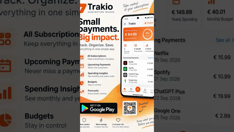 Trakio — Subscription Tracker screenshot 1 (video preview)