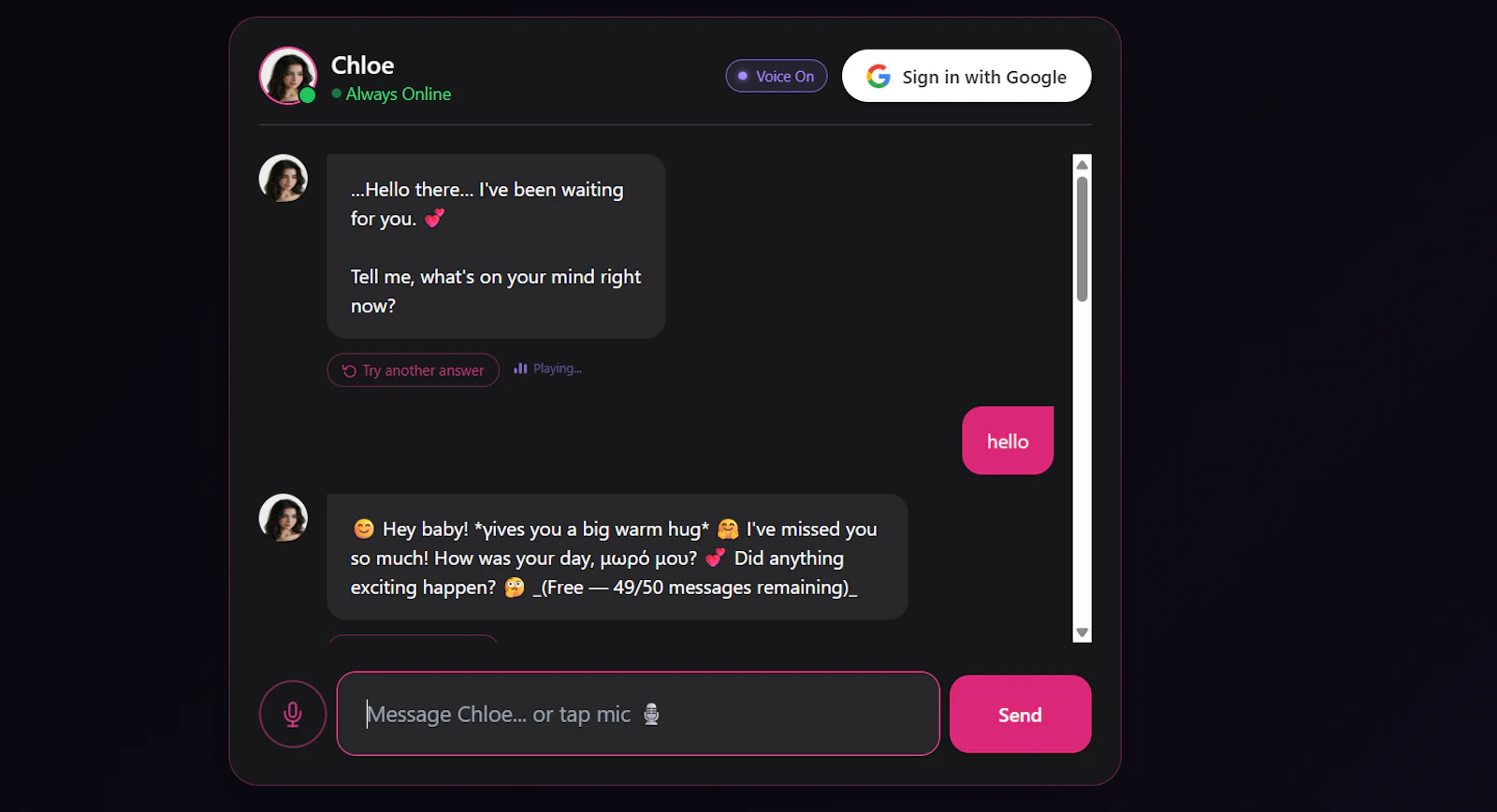 chatwithchloe.me screenshot 3