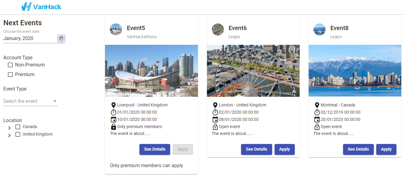 VanHackathon - Calendar Page gallery image