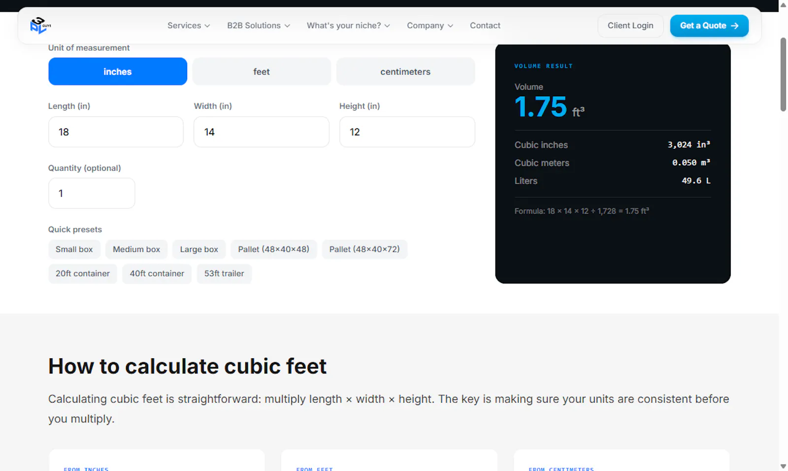 Cubic Feet Calculator by 3PLGuys screenshot 4