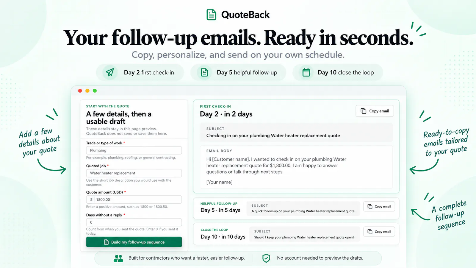 QuoteBack Follow-Up Generator screenshot 2