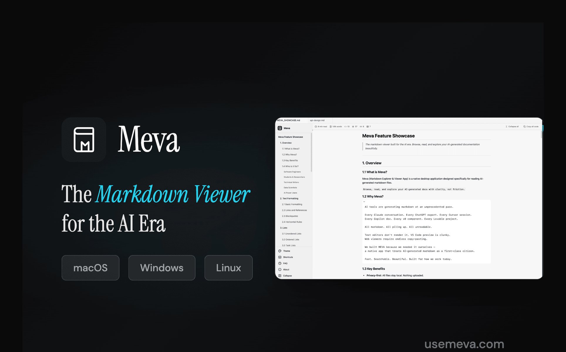 Meva - Screenshot 3 showing product features and functionality