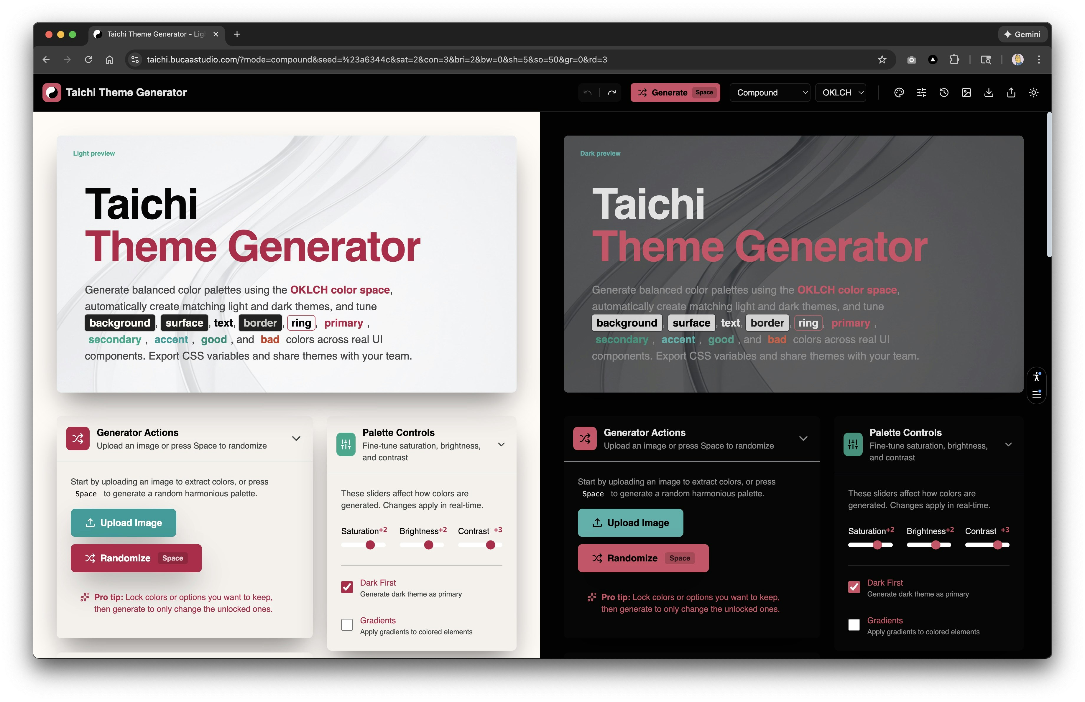 Taichi - Light & Dark Theme Generator