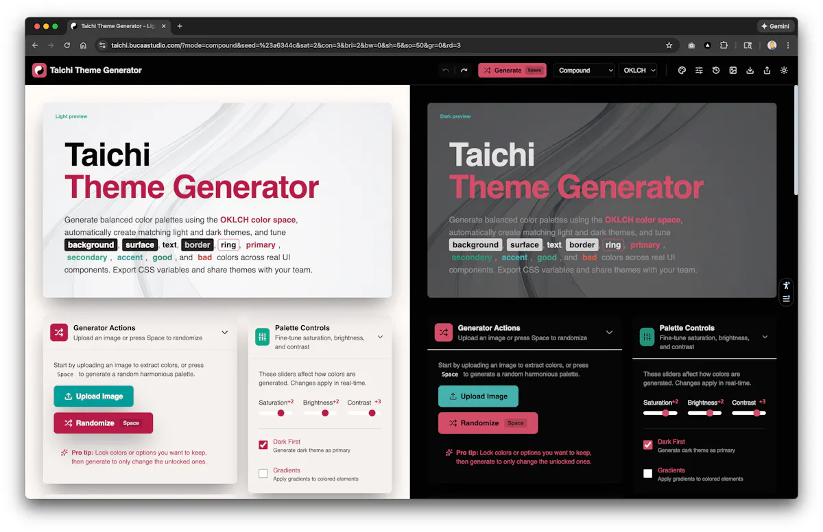 Taichi - Light & Dark Theme Generator