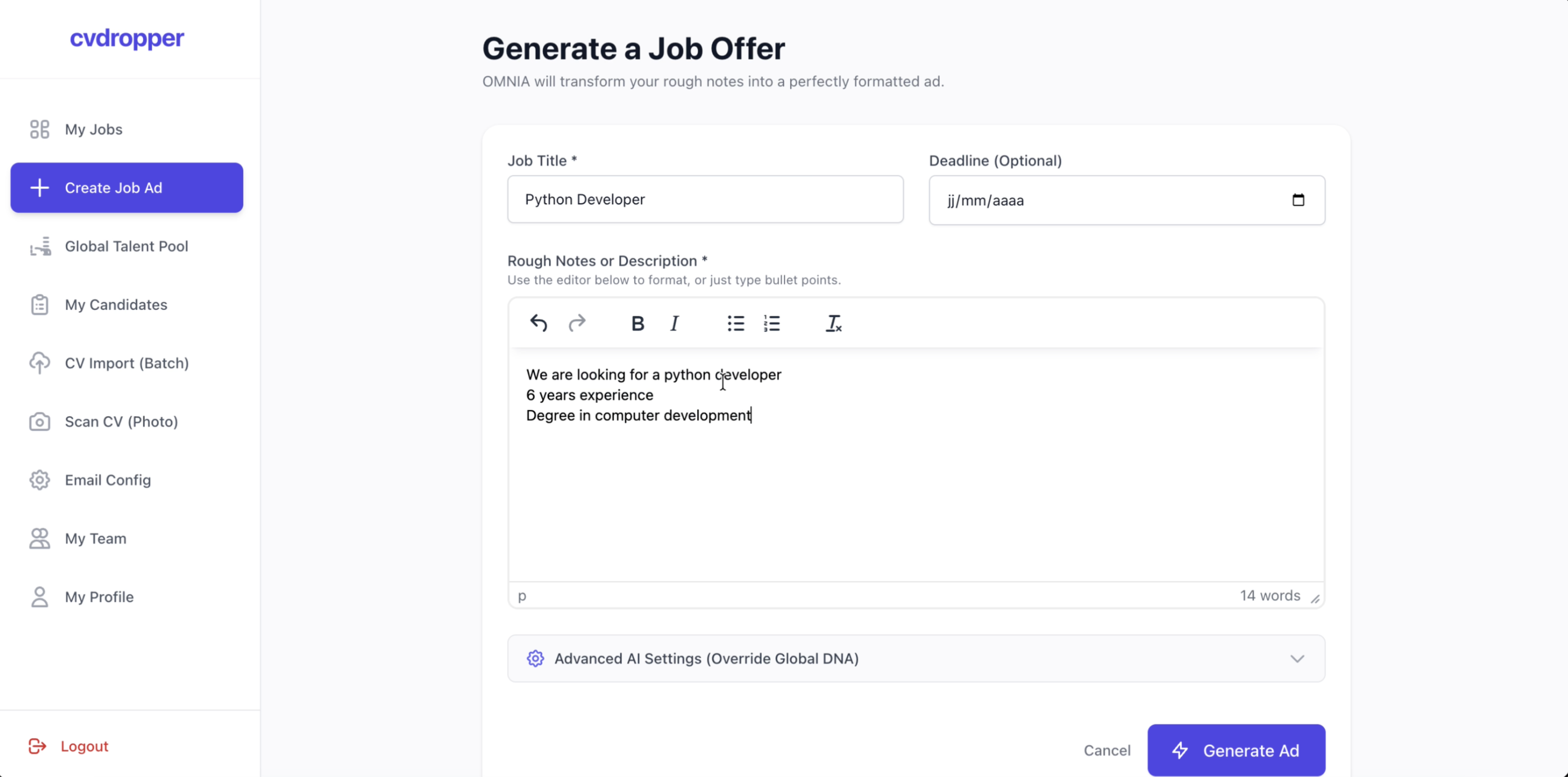 CVDropper — AI-Powered Hiring Engine gallery image