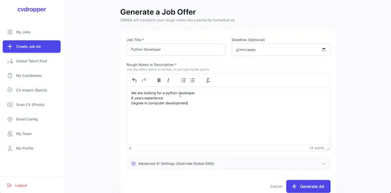 CVDropper — AI-Powered Hiring Engine screenshot 4