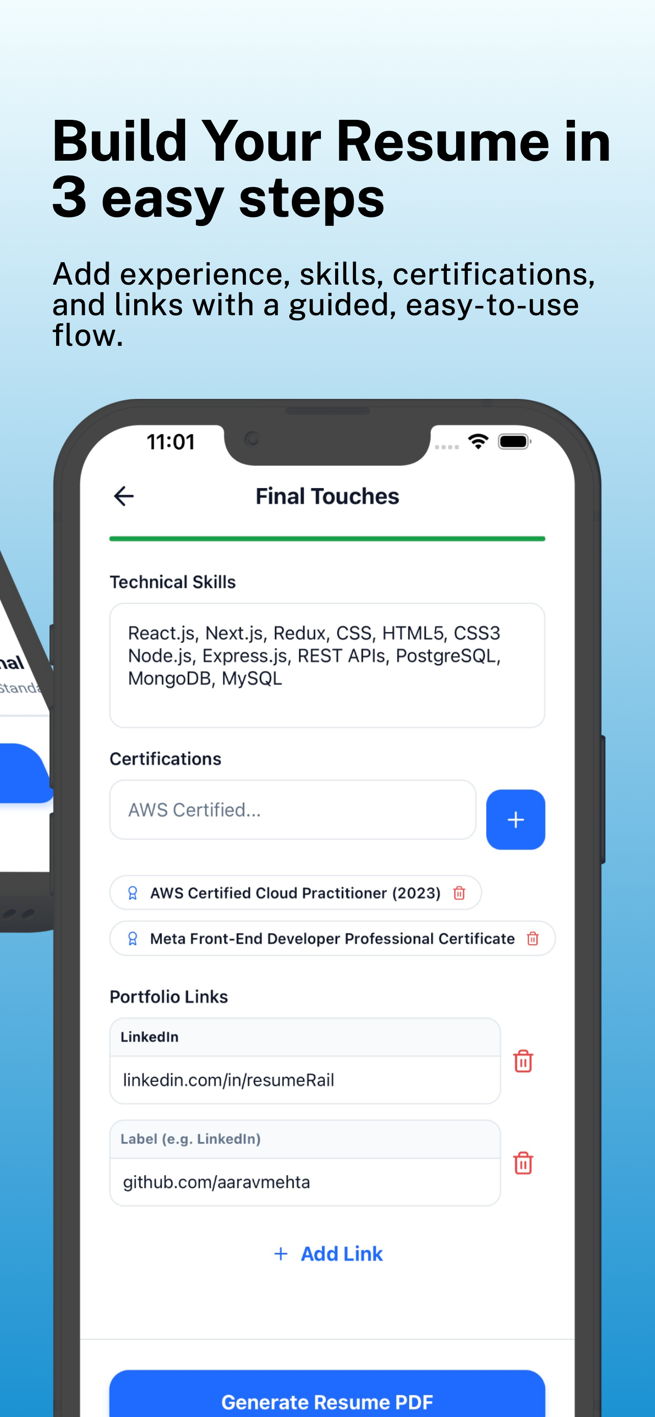 ResumeRail — AI Resume Builder - Screenshot 4 showing product features and functionality