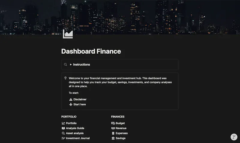 Investment Dashboard: Notion Template screenshot 1