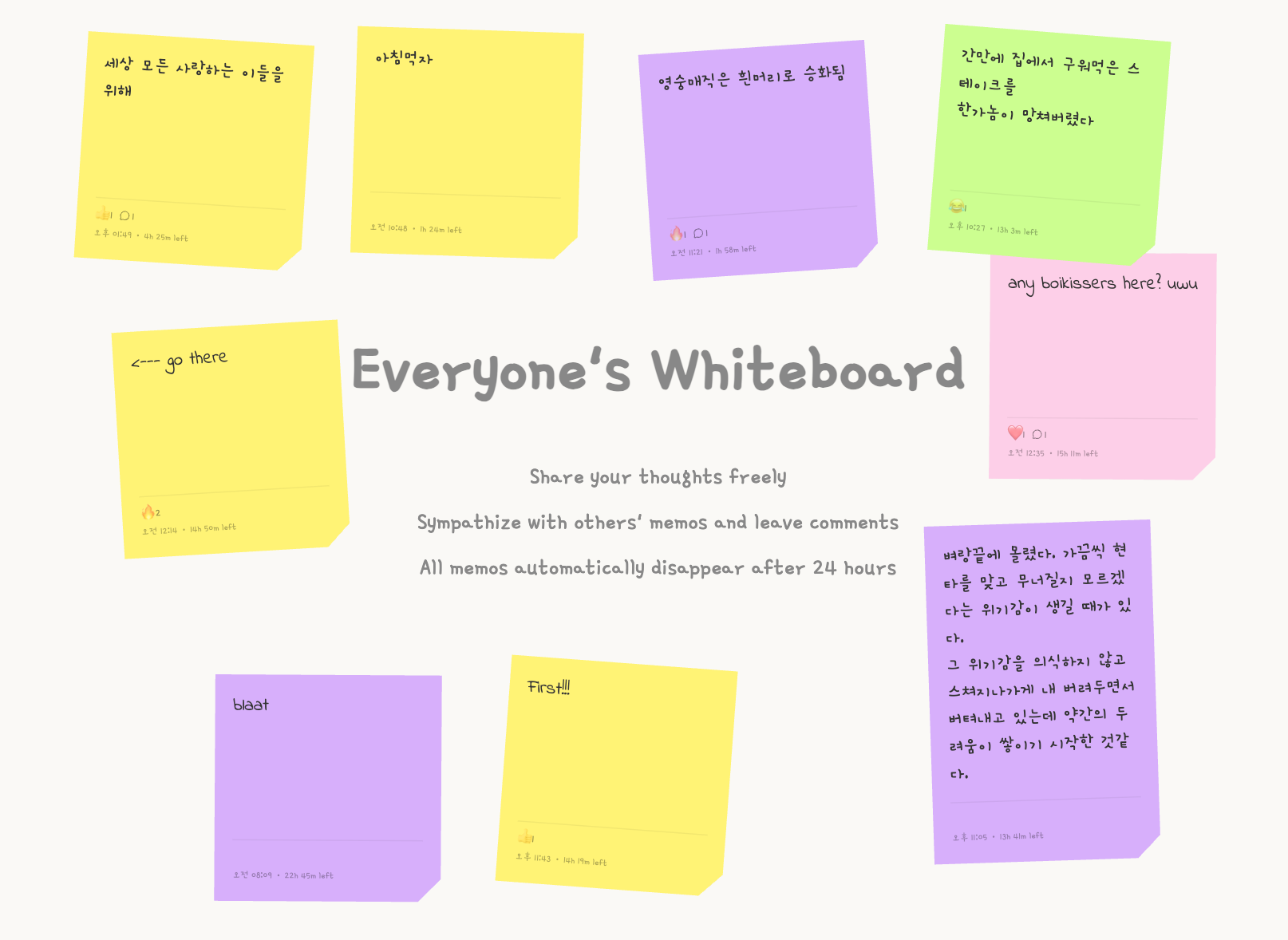 Everyone's Whiteboard. 24hrs memo gallery image