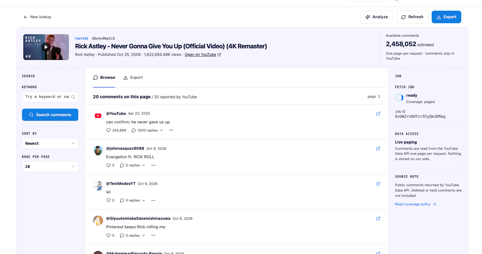 YouTube Comment Hub gallery image
