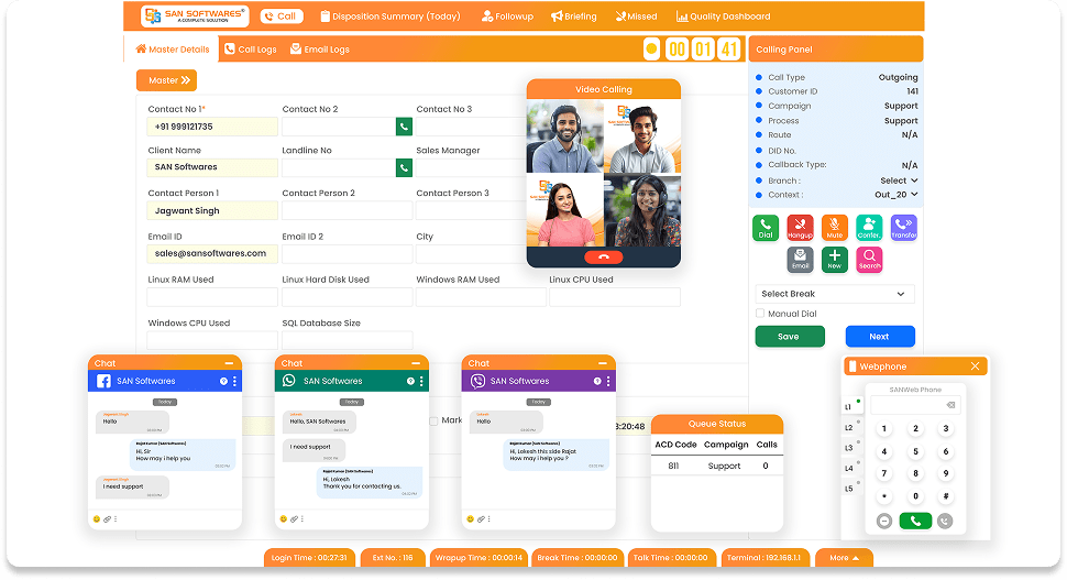 SanCCS Hosted Call Center Software - Screenshot 2 showing product features and functionality