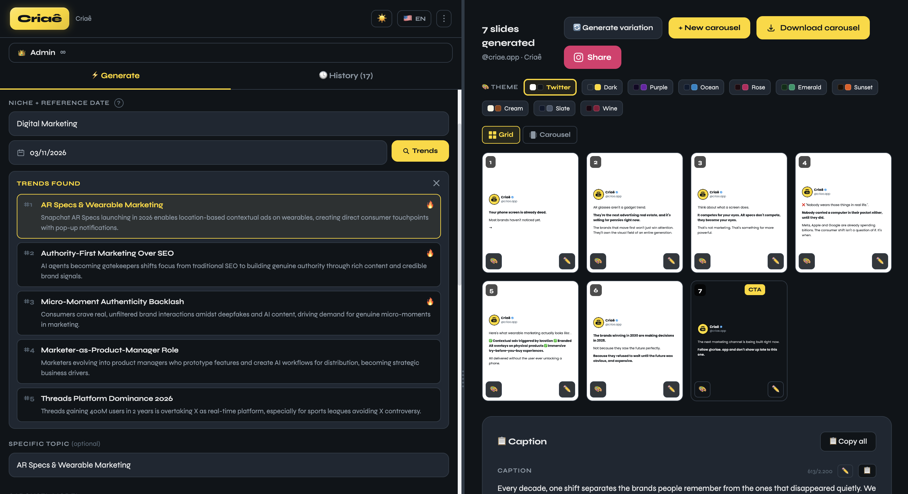 Criaê - Screenshot 2 showing product features and functionality
