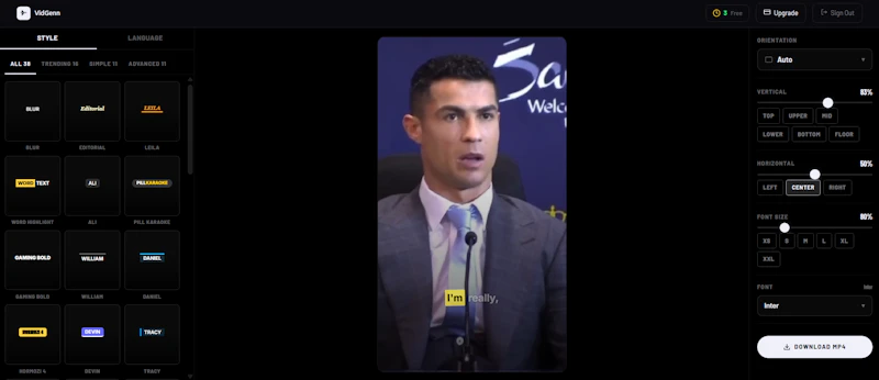 VidGenn · Captions screenshot 3